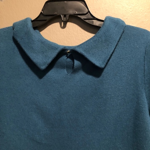 Talbot Teal Knot Top With Collar size Small - Picture 3 of 7